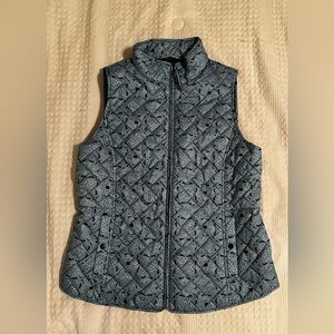 Talbots Blue and Black Patterned Puffer Vest